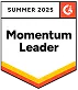 G2 Momentum Leader Summer 2025 badge awarded to WebWork Time Tracker